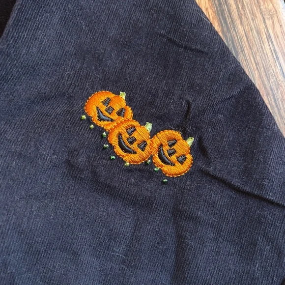 Vintage Quacker Factory Embroidered Pumpkin Halloween Button Up Corduroy Size XL - Picture 2 of 7